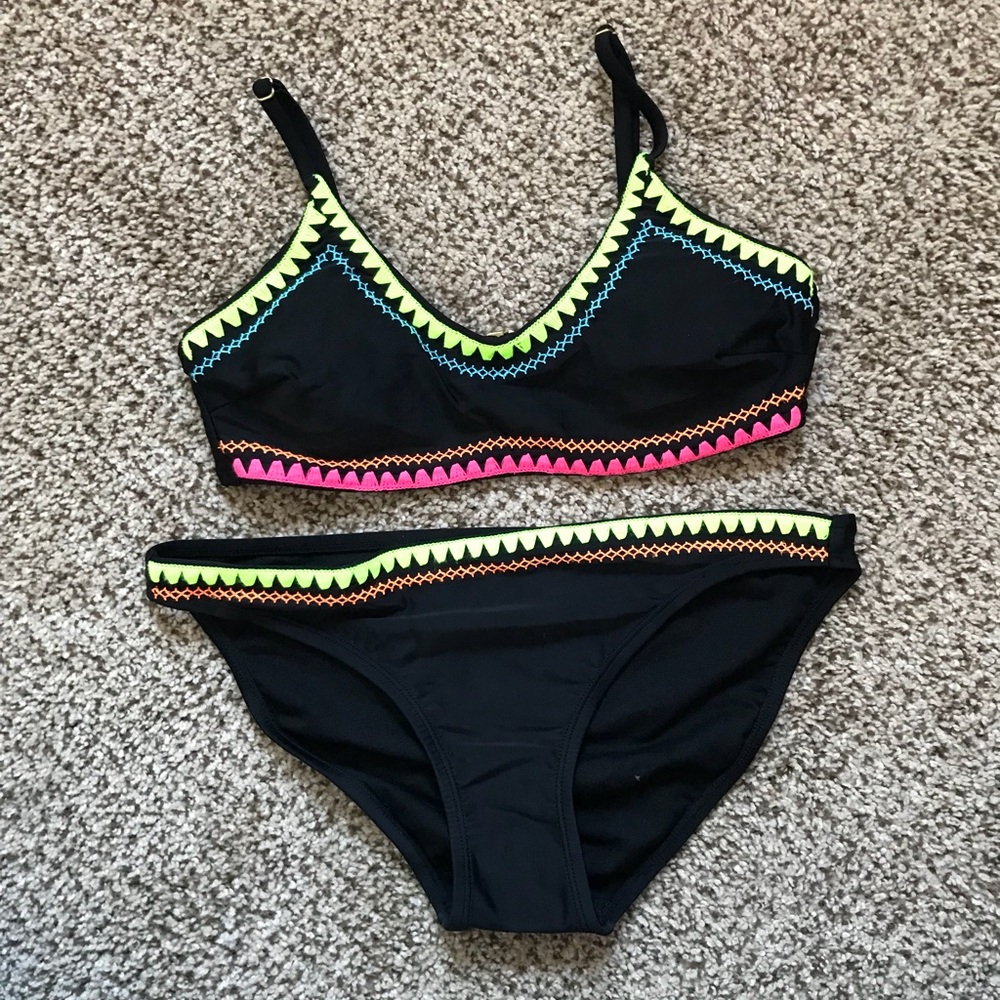neon bathing suit set